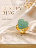 Aodhy Baby Blue Heart Ring – Gold-Plated Adjustable Fashion Ring